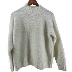 Lou & Grey Sweater Womens Large Cream Ivory Fuzzy Minimalist Cozy Cottagecore